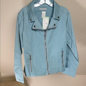 KEREN HART NWTPowder Blue zip front jacket. Size Medium
